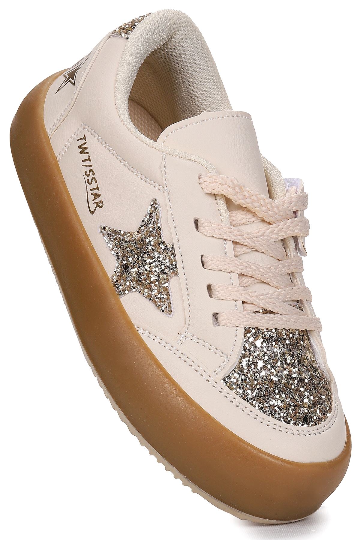 Rida Günlük Bağcıklı Kız Çocuk Spor Ayakkabı Krem - Altın - Görsel 4