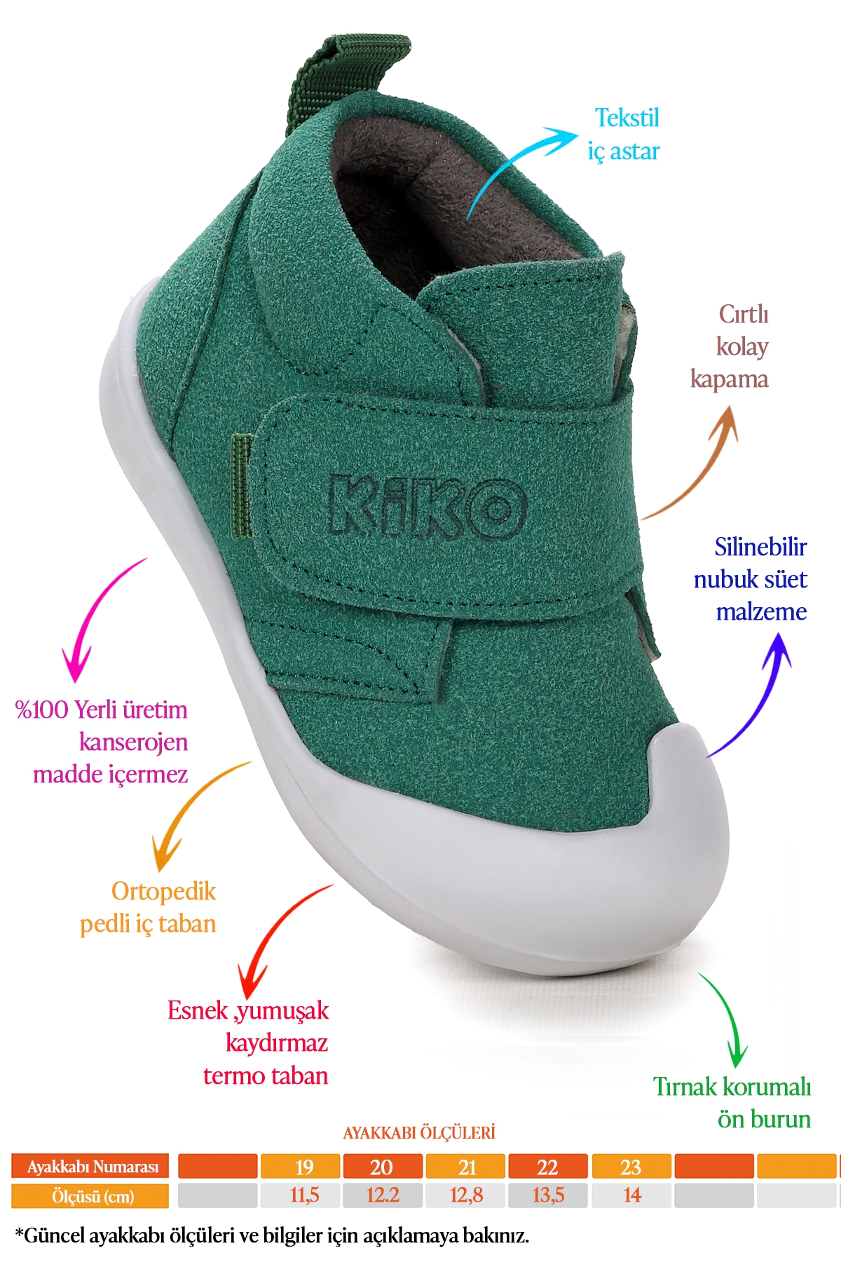 Winnie İlk Adım Cırtlı Kız Bebek Günlük Bot Ayakkabı Yeşil - Görsel 3