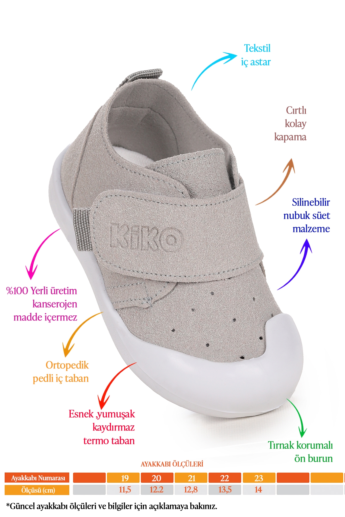 Rosie İlk Adım Cırtlı Kız Bebek Günlük Ayakkabı Gri - Görsel 3