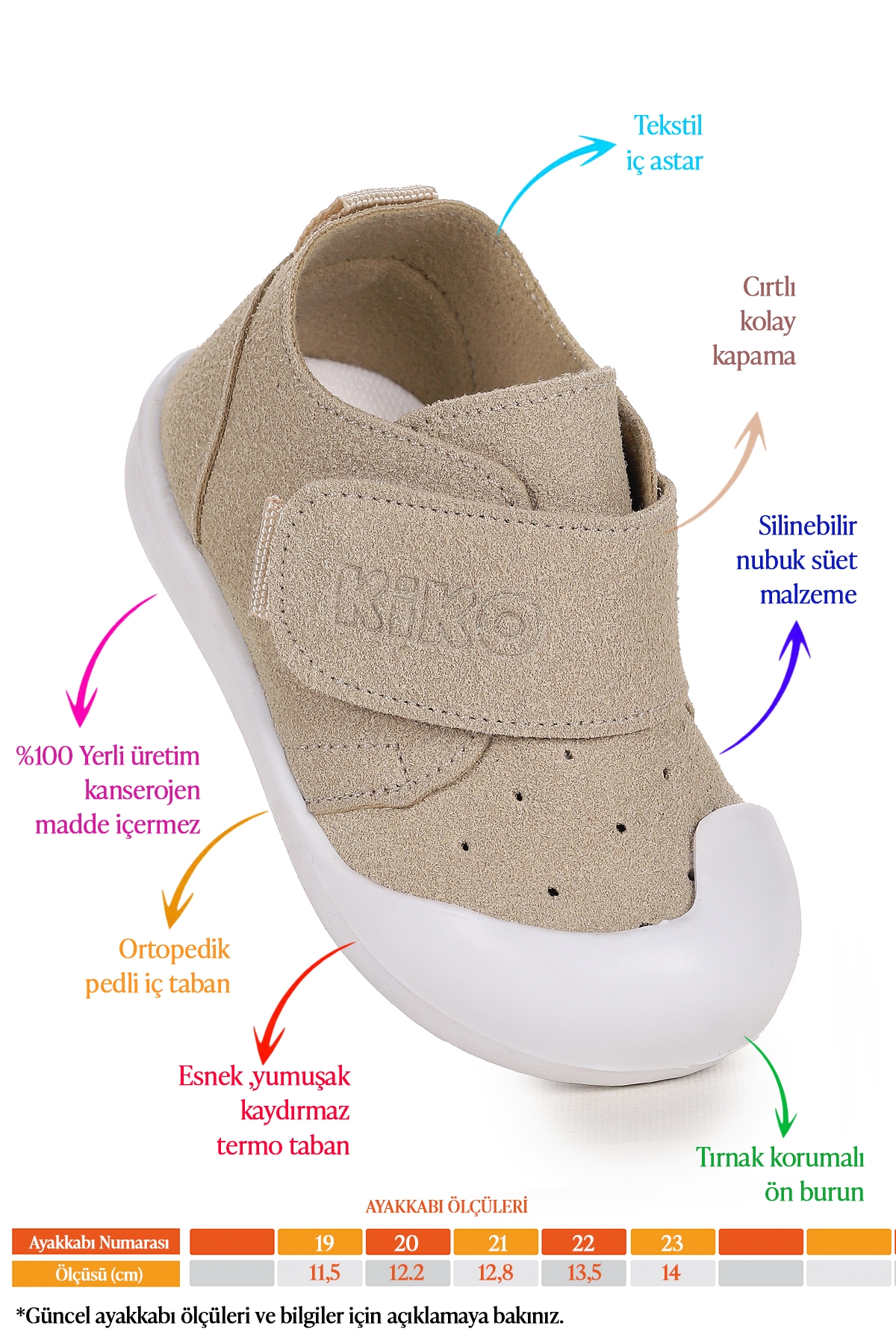 Rosie İlk Adım Cırtlı Kız Bebek Günlük Ayakkabı TAŞ - Görsel 3