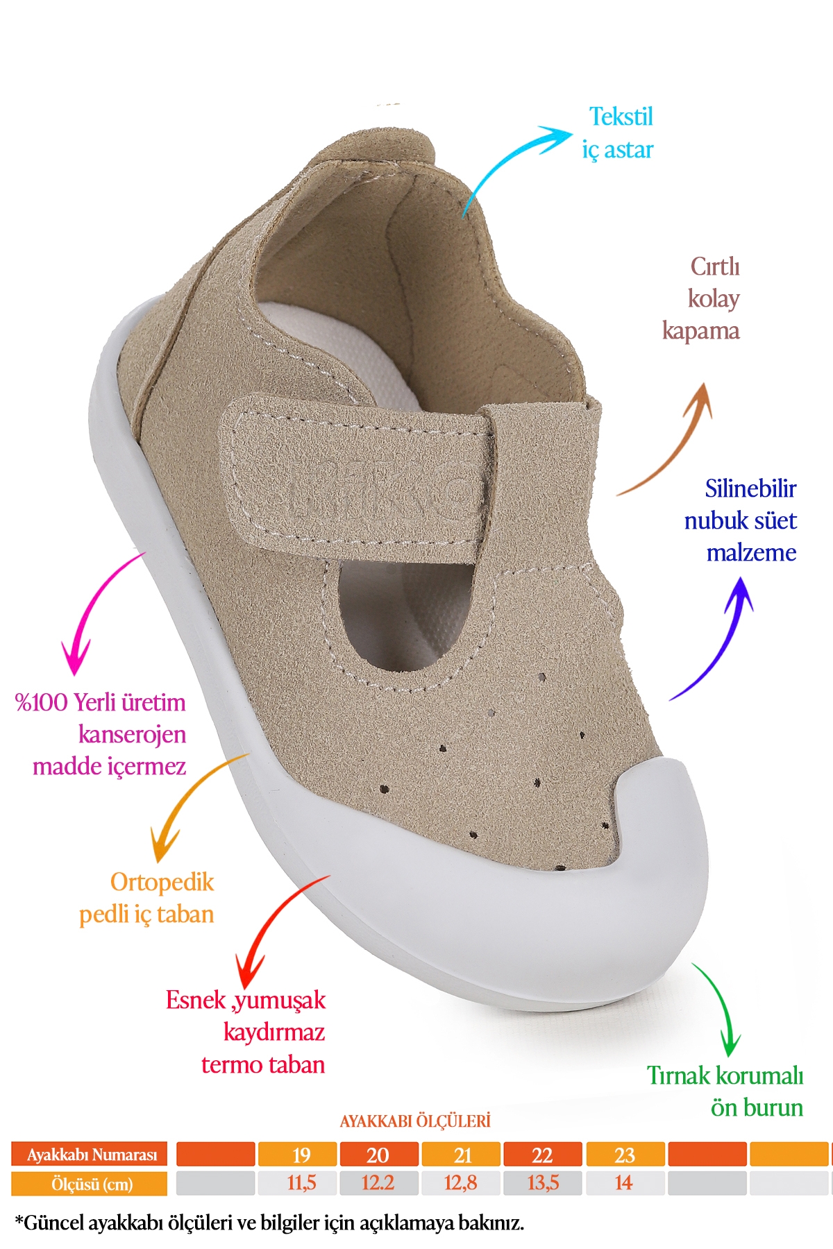 Elroy İlk Adım Cırtlı Kız Bebek Günlük Ayakkabı Kum - Görsel 3