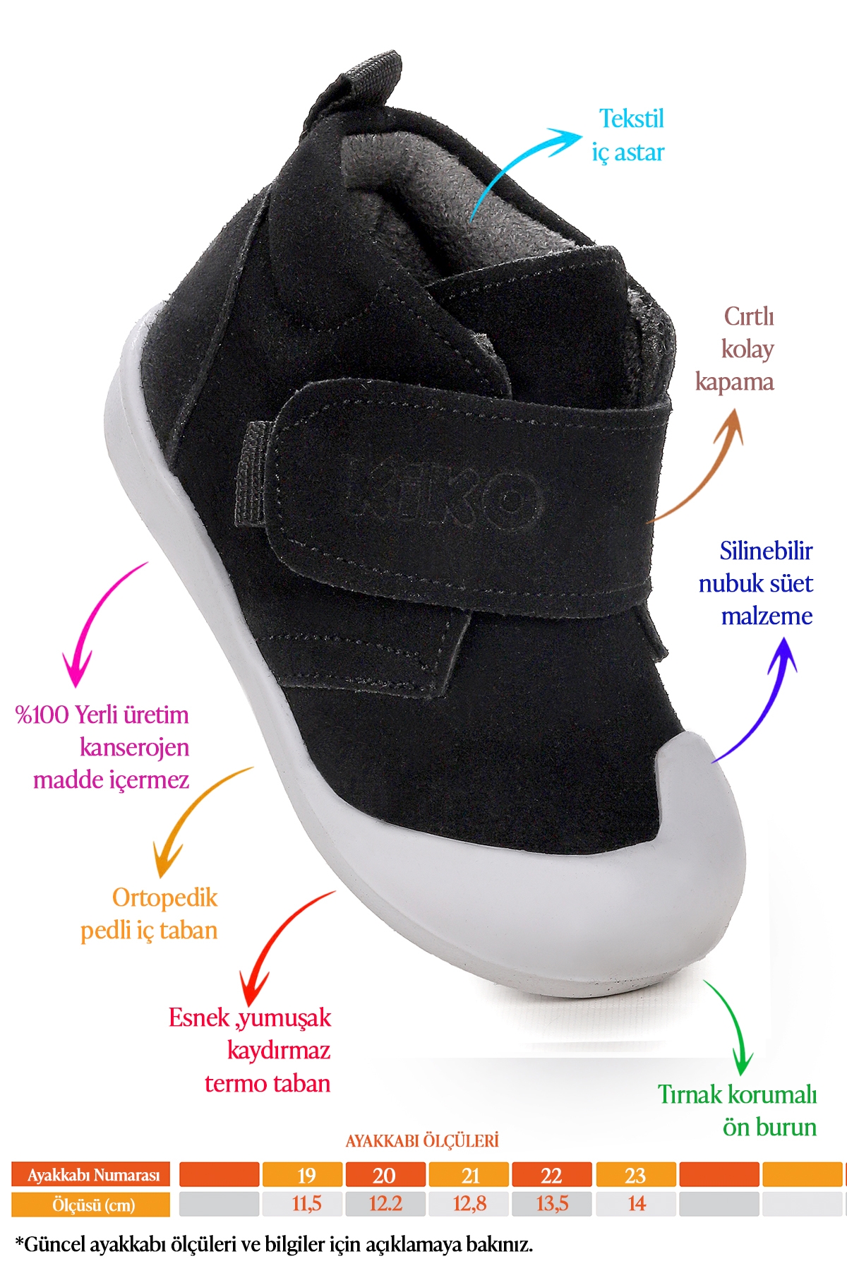 Winnie İlk Adım Cırtlı Kız Bebek Günlük Bot Ayakkabı Siyah - Görsel 3