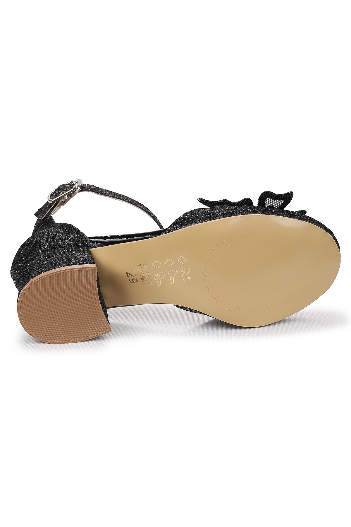 Zete Kum Simli Kız Çocuk 4 Cm Topuklu Abiye Ayakkabı Siyah - Görsel 6