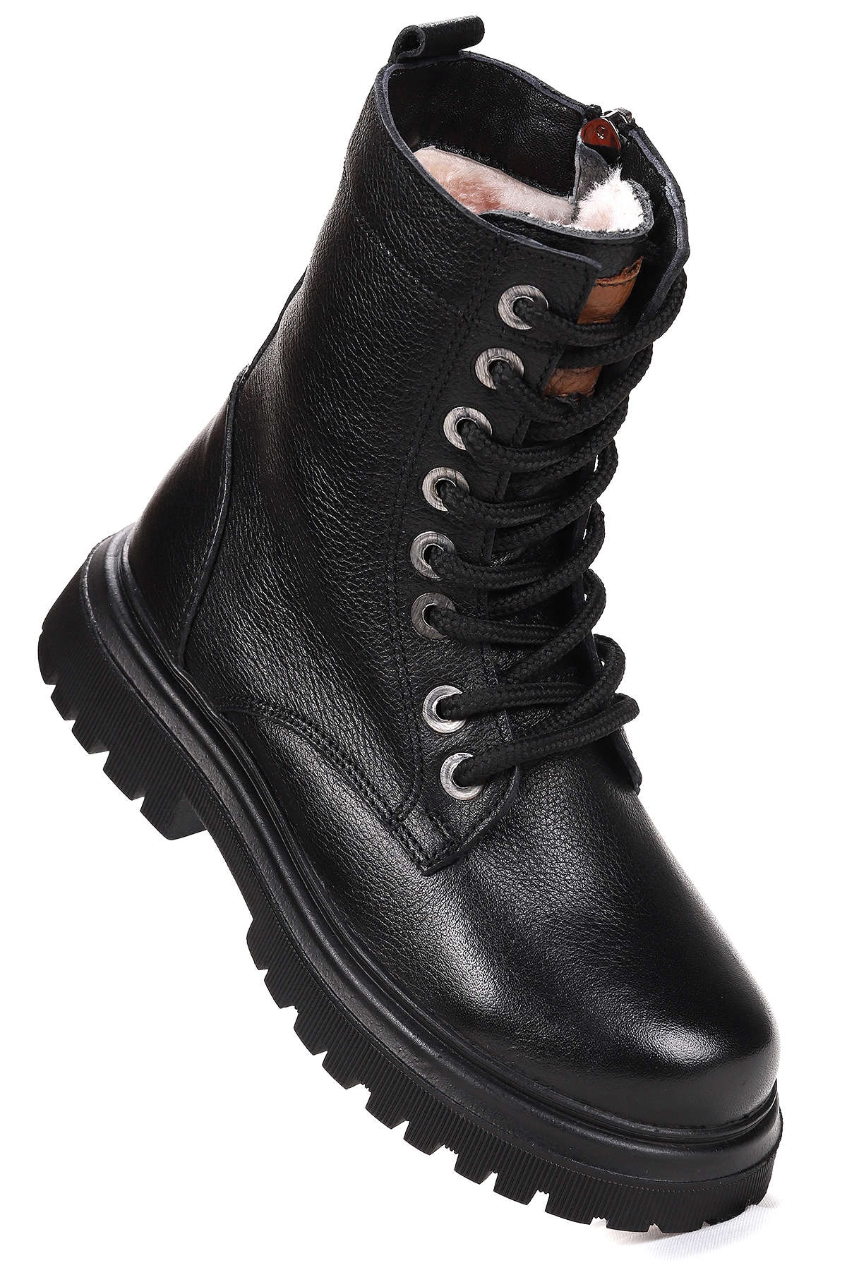 Tife %100 Deri Fermuarlı Erkek Çocuk Bot Ayakkabı Siyah - Görsel 4