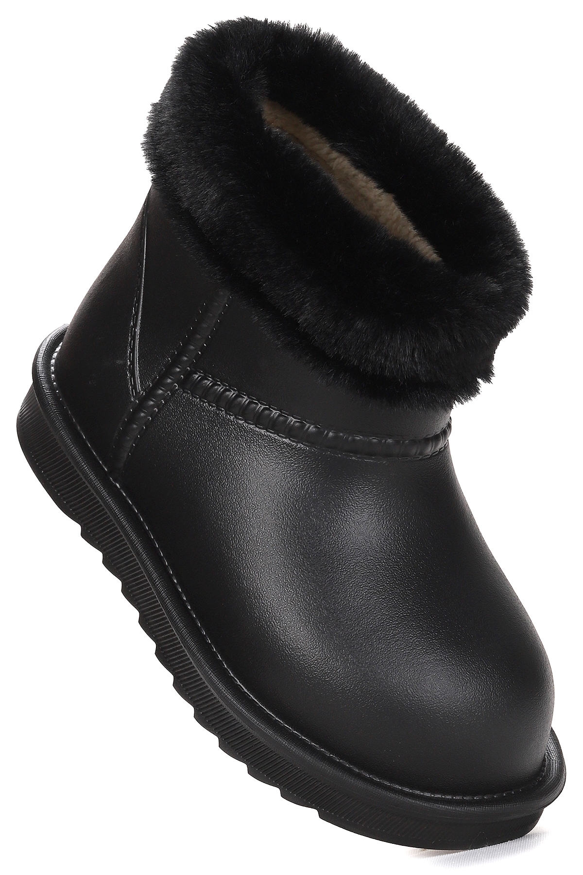 Geta Su Geçirmez İçi Kürklü Kız Çocuk Eva Yağmur Kar Çizme Siyah - Görsel 4