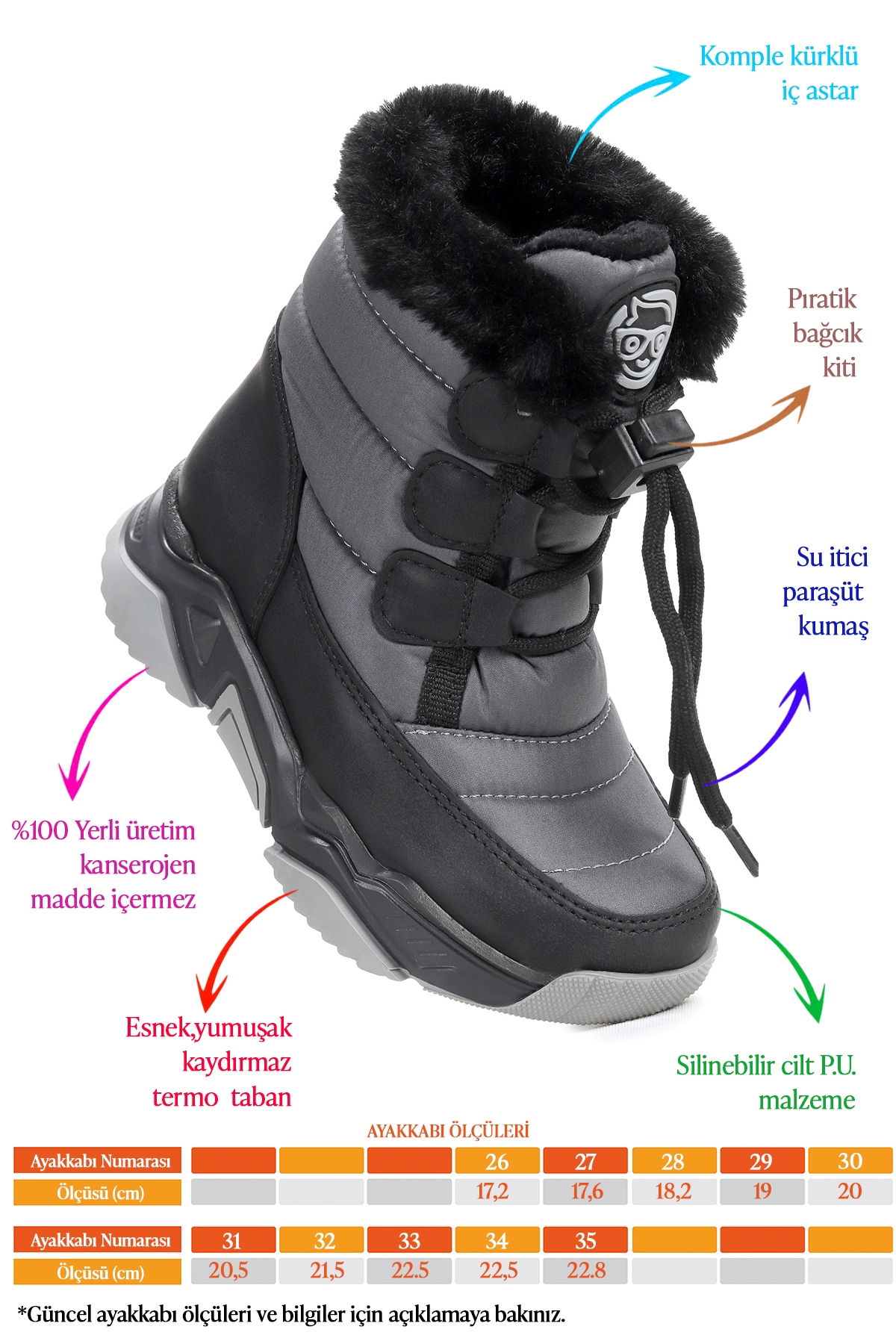 Alison Bağcıklı Kız Çocuk Kar Botu Füme - Görsel 3