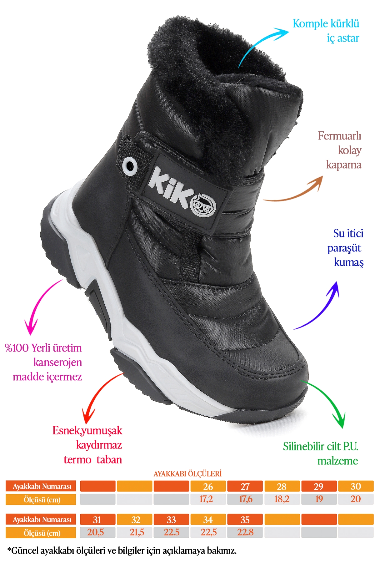 Magic Cırtlı Kız Çocuk Kar Botu Siyah - Beyaz - Görsel 3