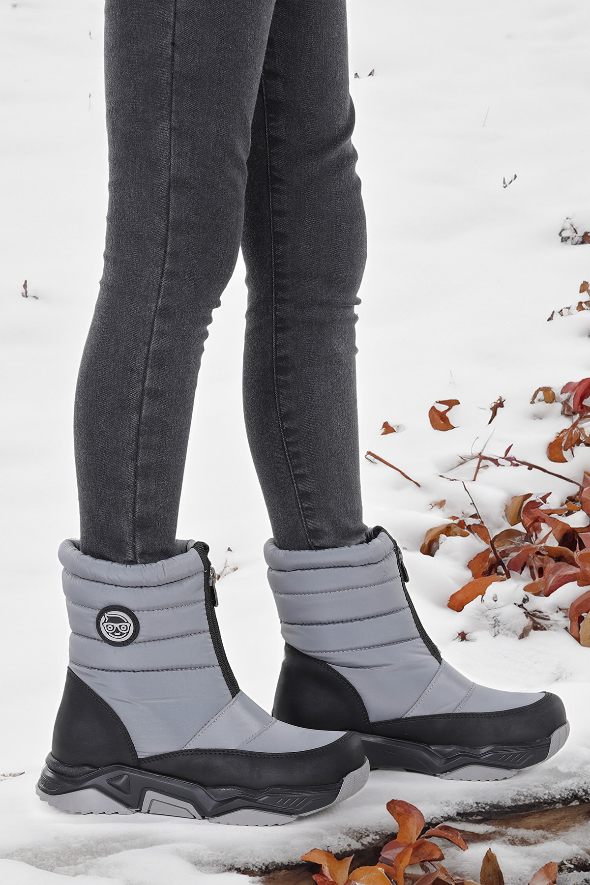 Sumo Fermuarlı Kız Çocuk Kar Botu Füme - Siyah - Görsel 2