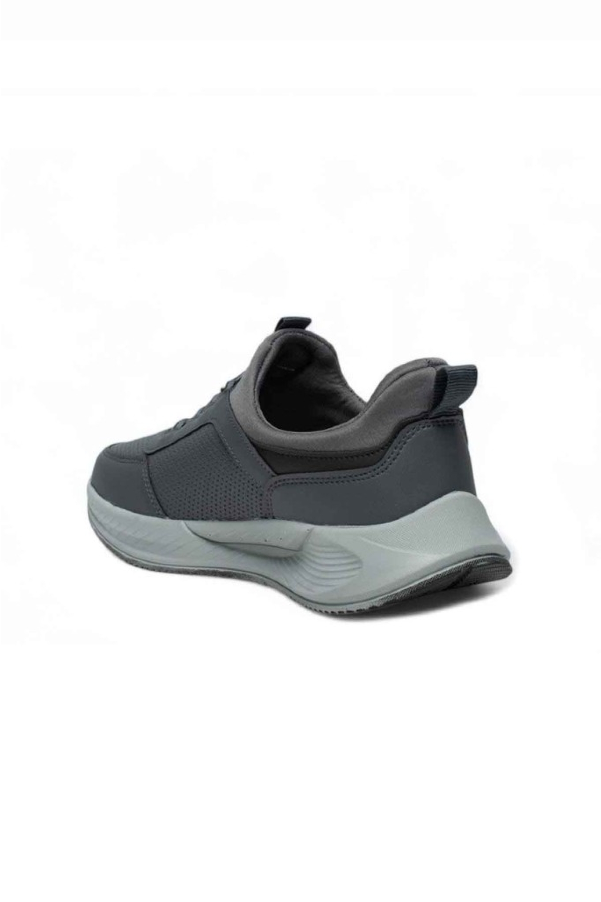 137-26 Deri Anatomik Erkek Sneaker Füme Siyah - Görsel 4