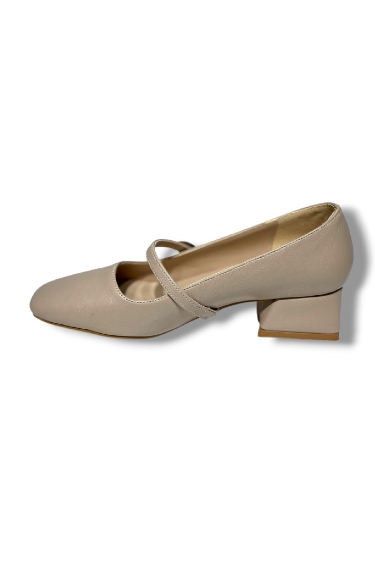 Cshoes 175-26 Cilt Deri Bantlı Kısa Kare Topuklu Kadın Ayakkabı - Görsel 4