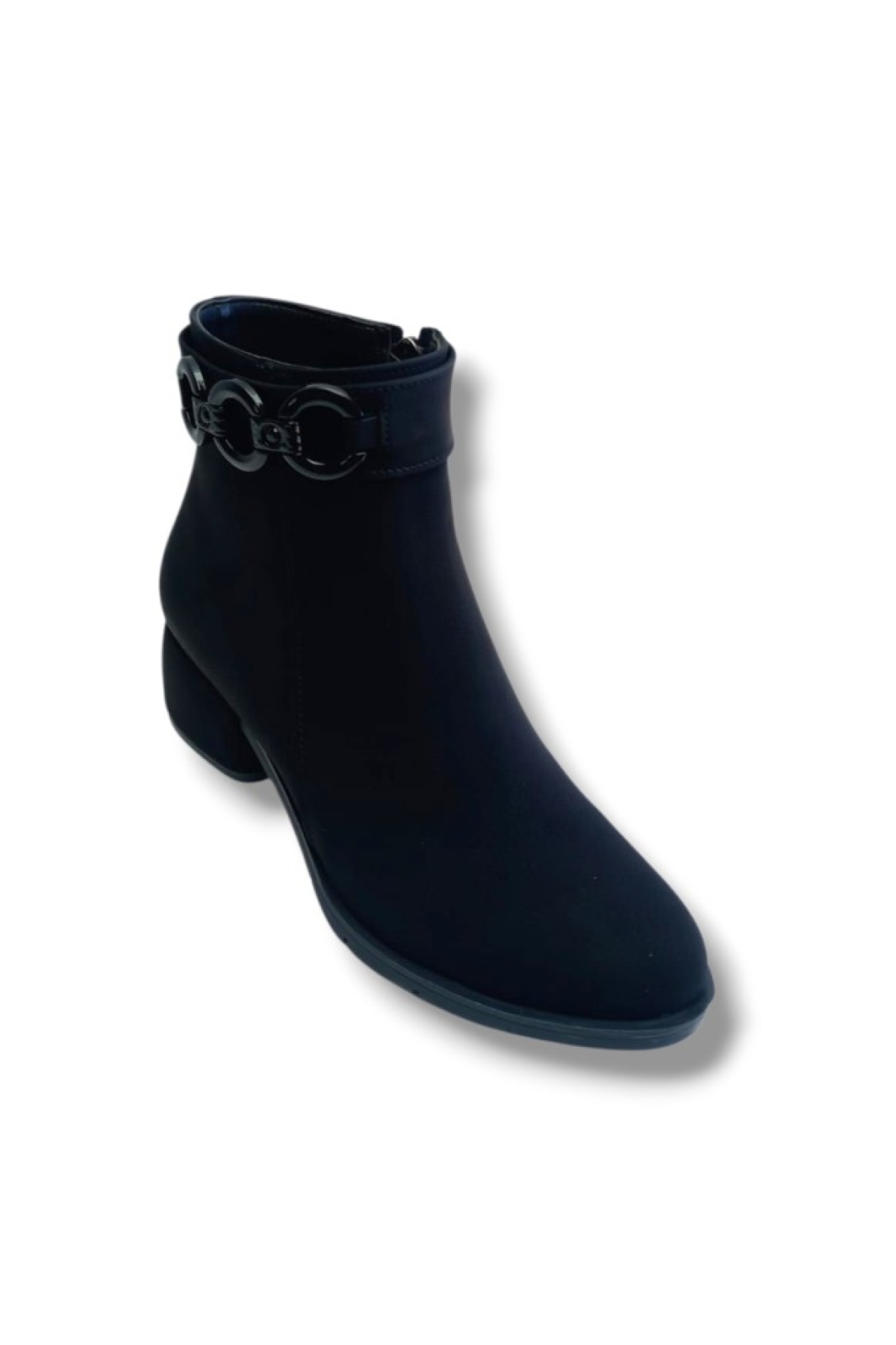 536-26 Yağlı Deri Anatomik Halka Zincir Toka Kalın Topuk Kadın Bot - Görsel 2