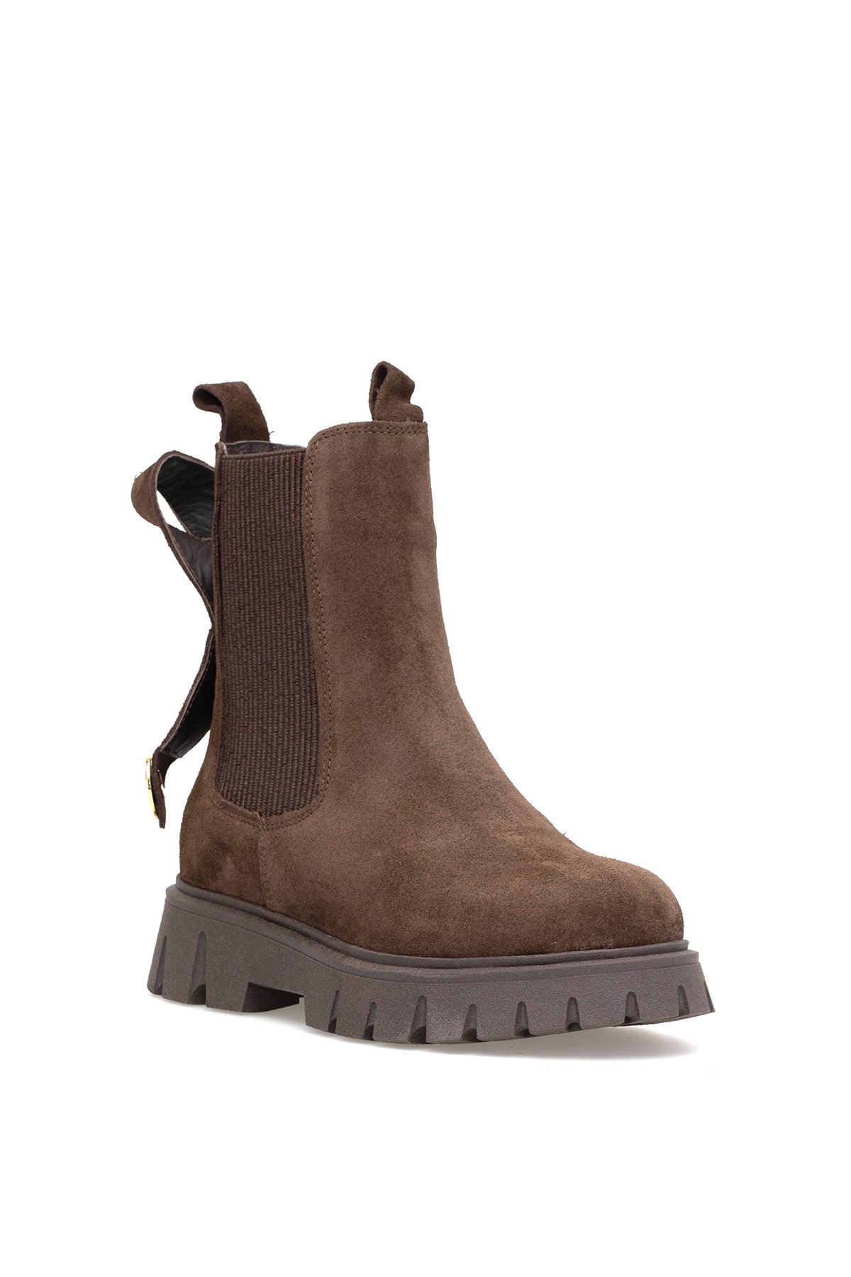 Elit Thalvora Kadın Hakiki Süet Deri Chelsea Bot Kahverengi - Görsel 3