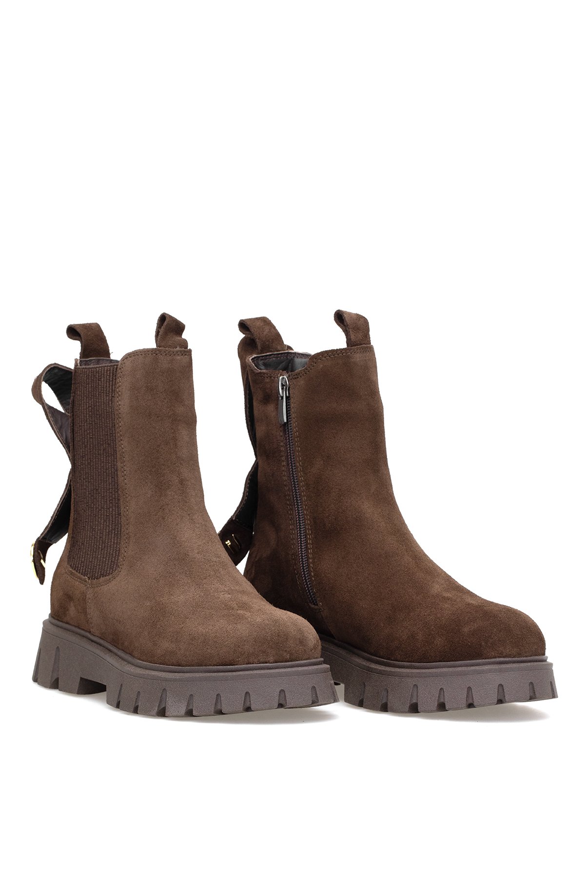 Elit Thalvora Kadın Hakiki Süet Deri Chelsea Bot Kahverengi - Görsel 5