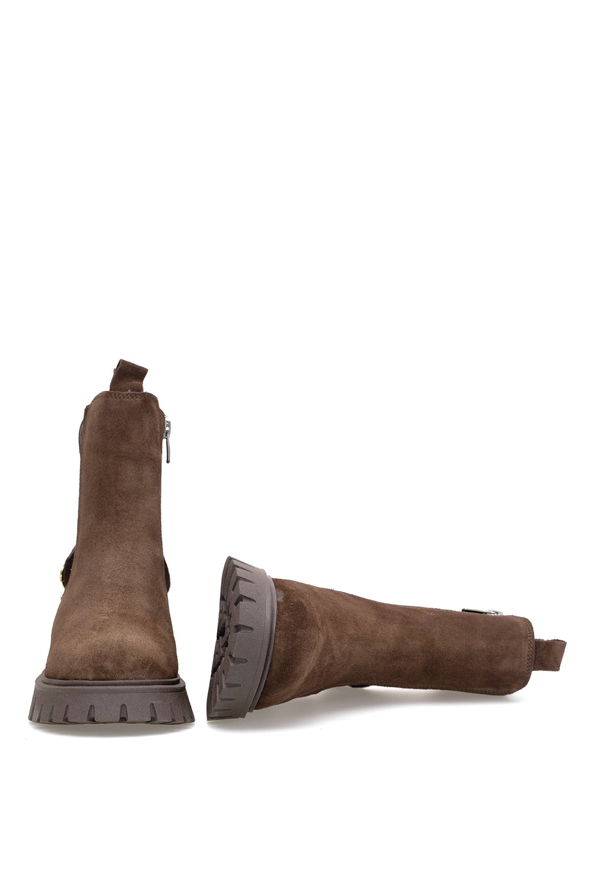 Elit Thalvora Kadın Hakiki Süet Deri Chelsea Bot Kahverengi - Görsel 6