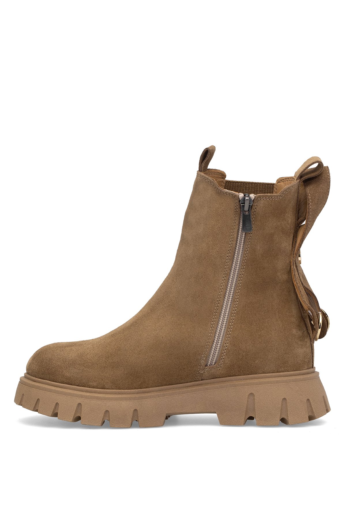 Elit Thalvora Kadın Hakiki Süet Deri Chelsea Bot Camel - Görsel 4