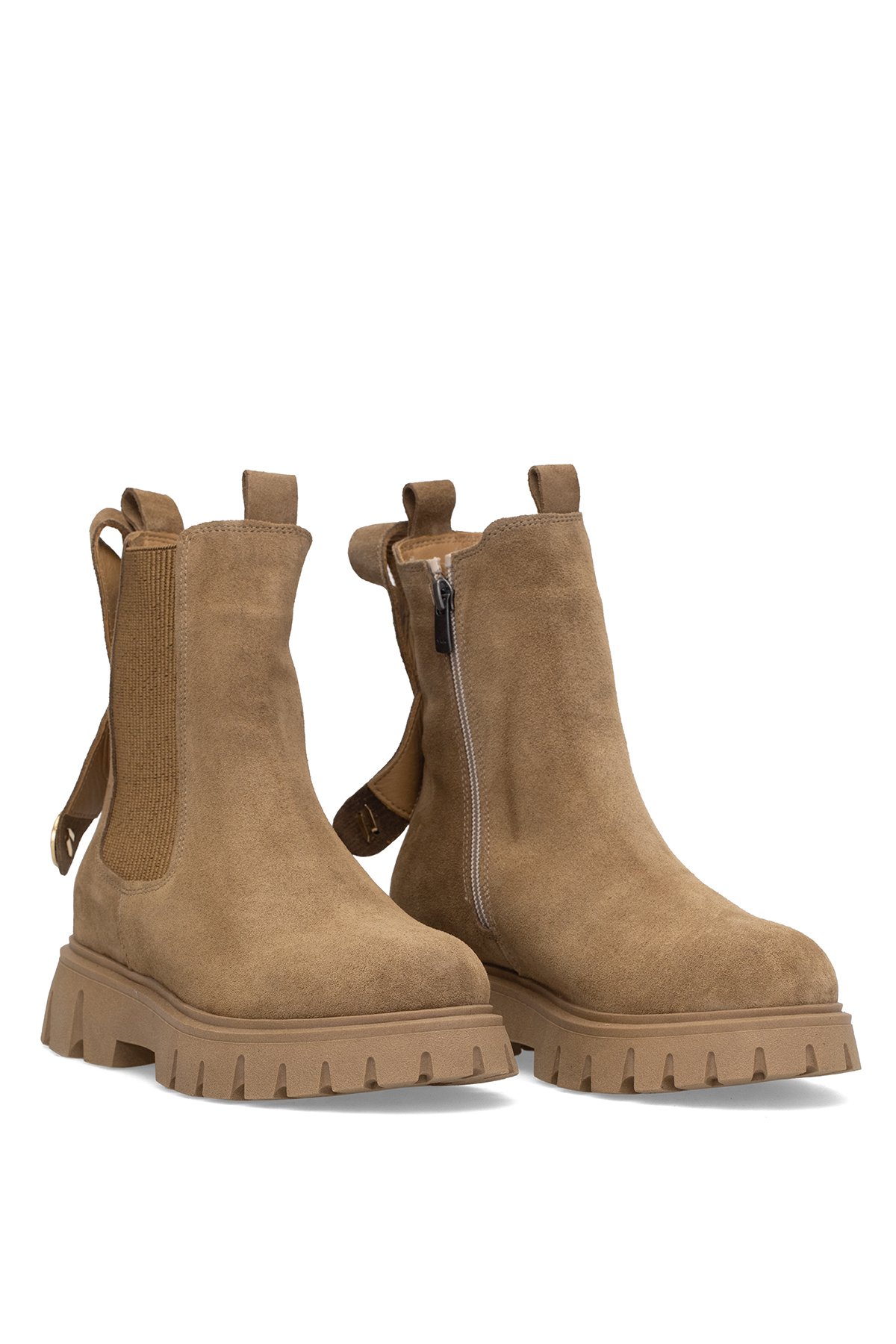 Elit Thalvora Kadın Hakiki Süet Deri Chelsea Bot Camel - Görsel 5