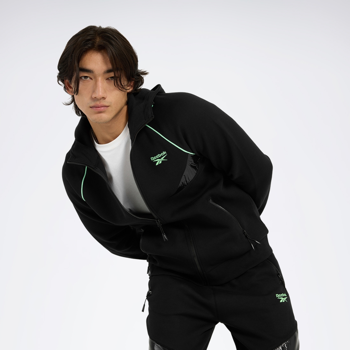 Reebok ZIP HOODY - MIX Siyah Erkek Eşofman Üstü