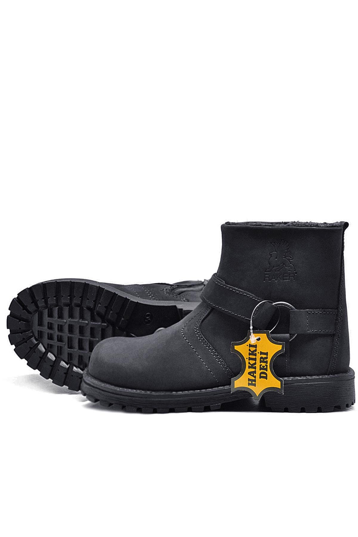 Chiron Hakiki Deri Fermuarlı Kışlık Çocuk Bot - Görsel 5