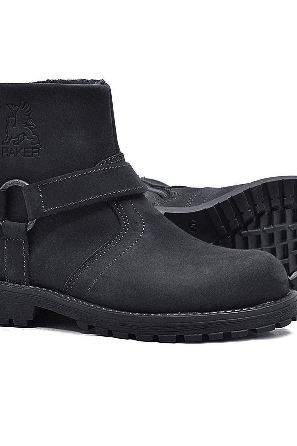 Chiron Hakiki Deri Fermuarlı Kışlık Çocuk Bot - Görsel 8