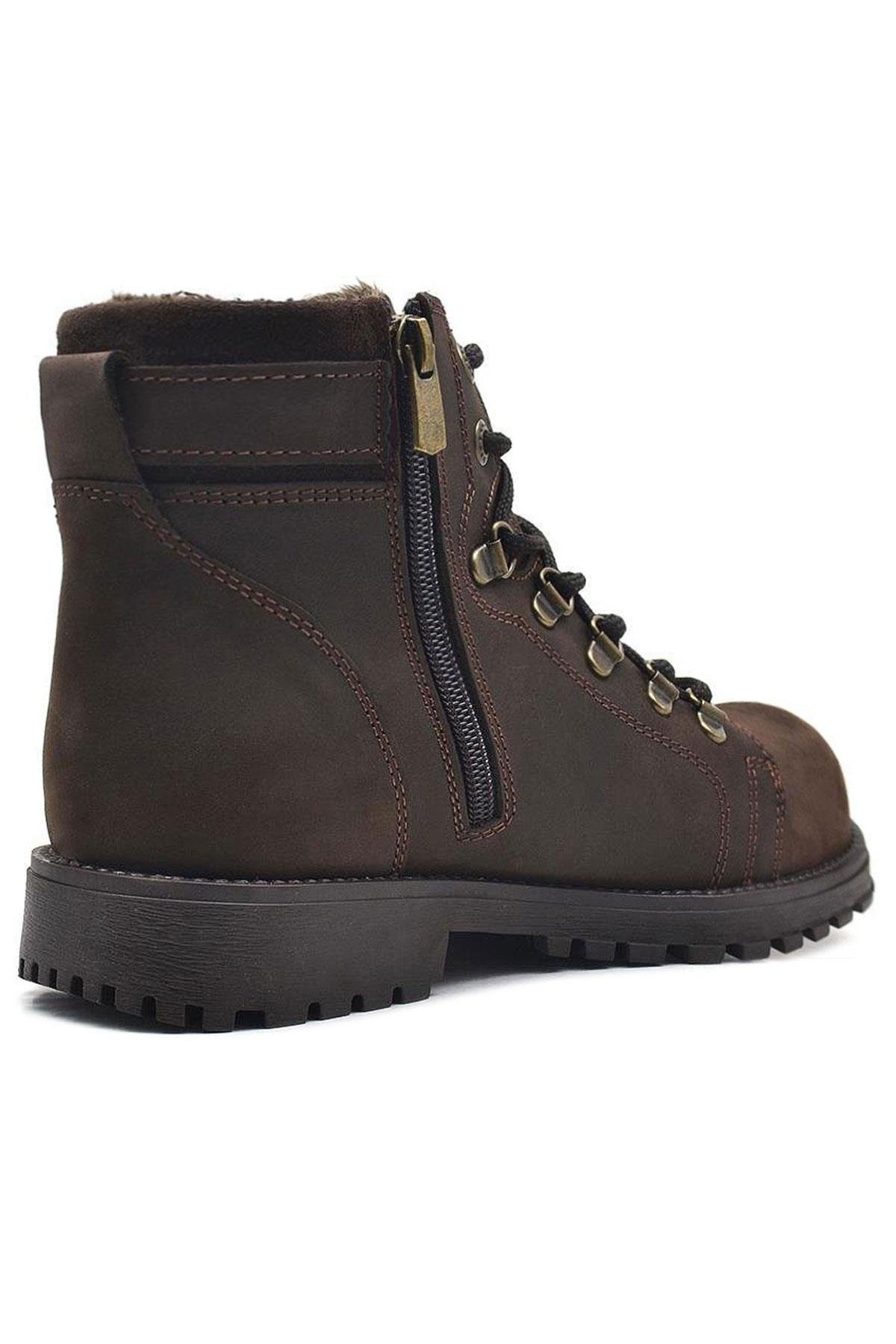 Griffon Hakiki Deri Fermuarlı Kışlık Çocuk Bot - Görsel 4