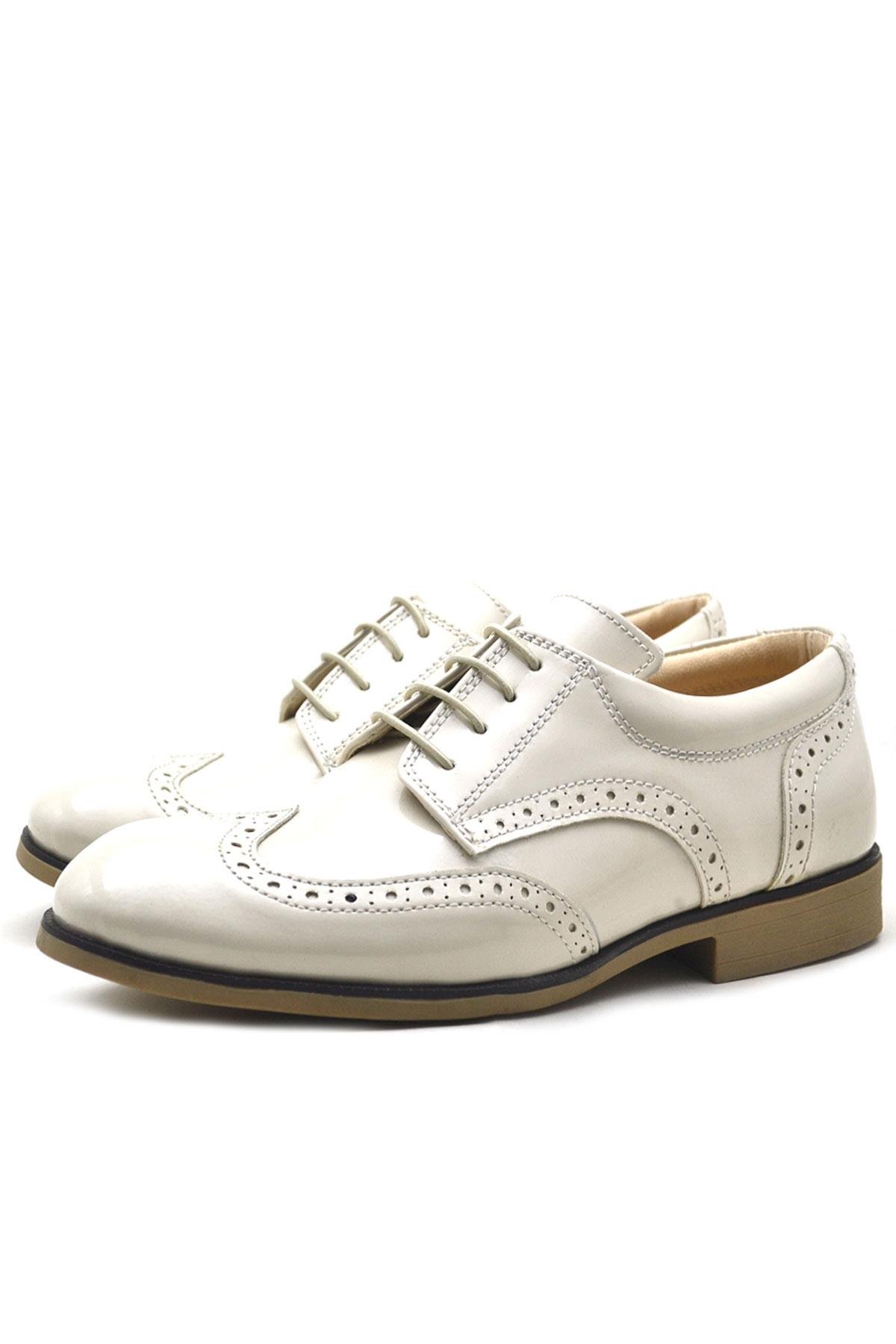 Bej Rugan Bağcıklı Klasik Erkek Çocuk Ayakkabı - Görsel 3