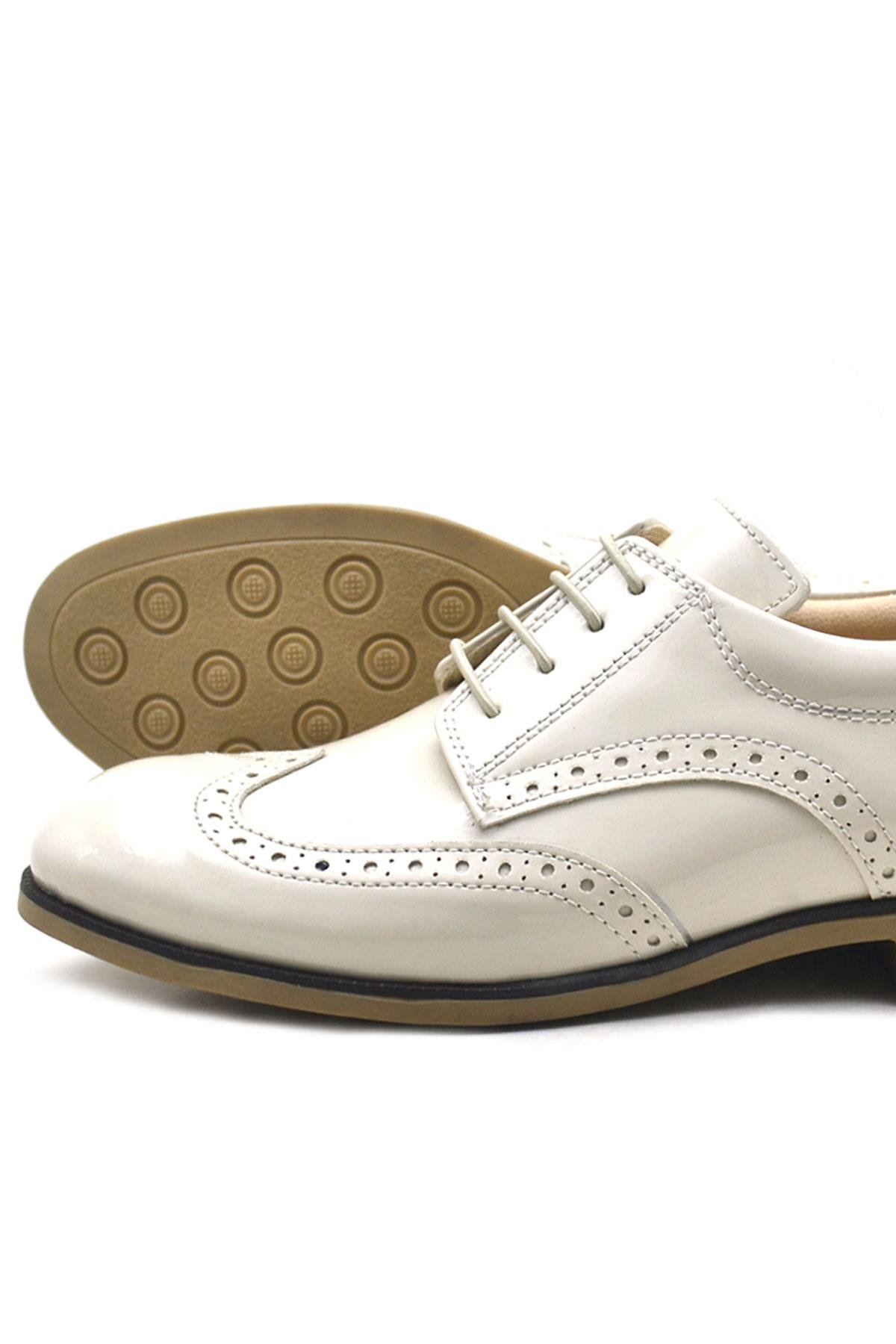 Bej Rugan Bağcıklı Klasik Erkek Çocuk Ayakkabı - Görsel 5