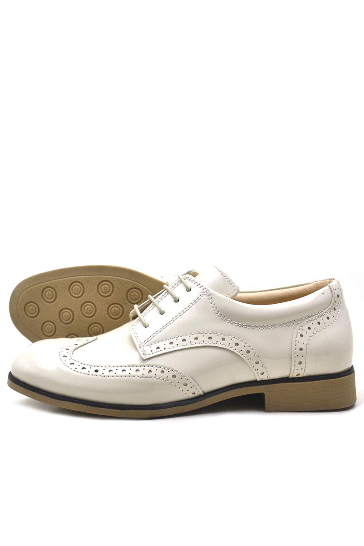 Bej Rugan Bağcıklı Klasik Erkek Çocuk Ayakkabı - Görsel 6