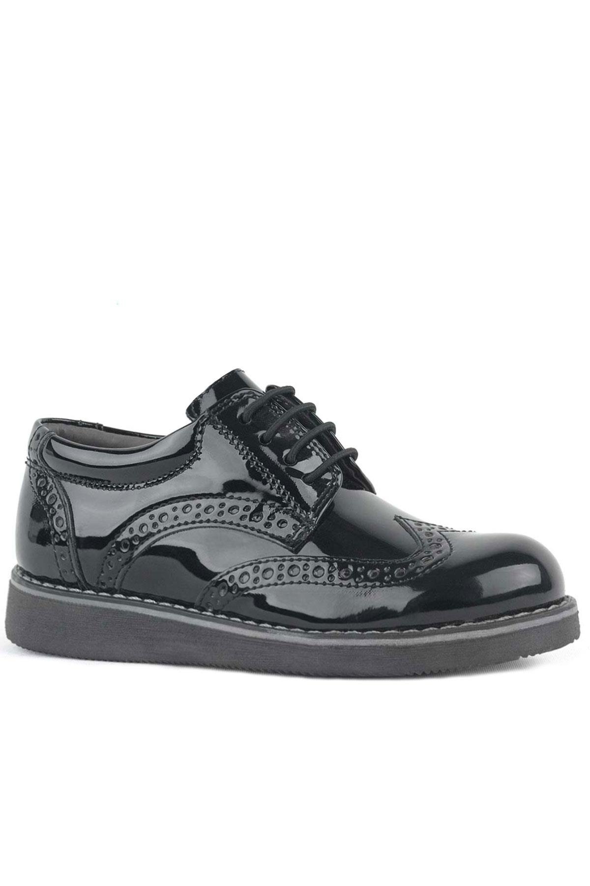 Hidra Siyah Rugan Lastik Bağcıklı Erkek Çocuk Klasik Ayakkabı - Görsel 2