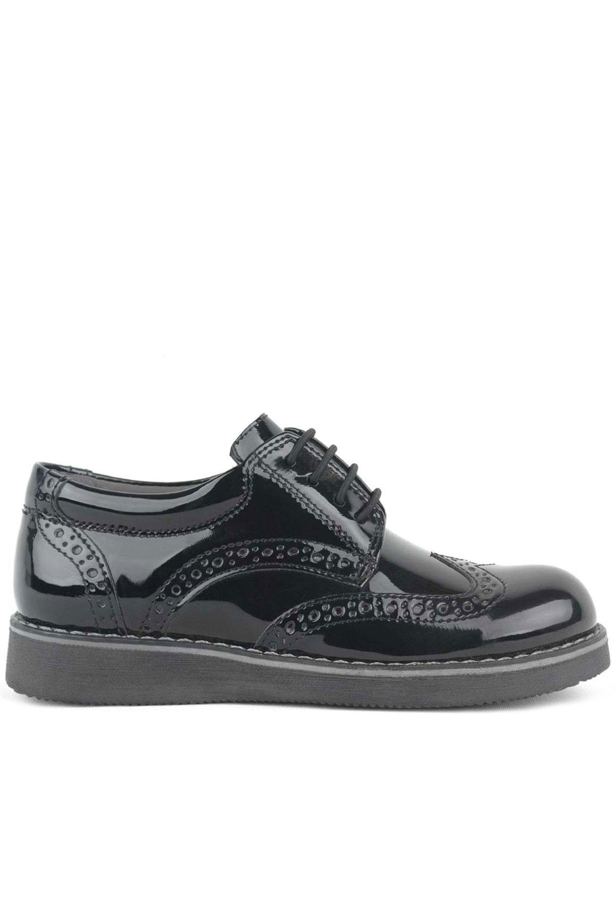 Hidra Siyah Rugan Lastik Bağcıklı Erkek Çocuk Klasik Ayakkabı - Görsel 4