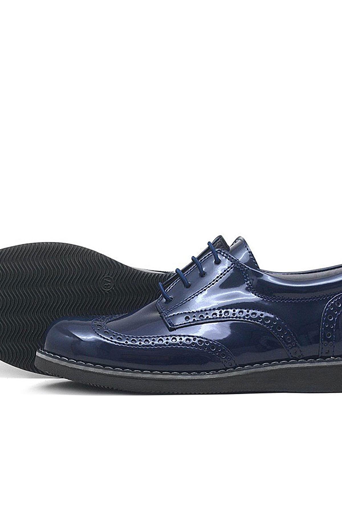 Lacivert Rugan Bağcıklı Günlük Erkek Genç Okul Ayakkabı - Görsel 6