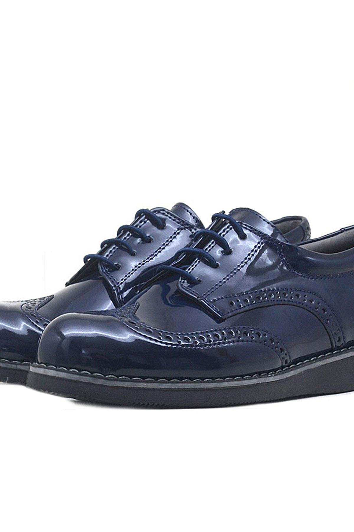 Lacivert Rugan Bağcıklı Günlük Erkek Genç Okul Ayakkabı - Görsel 7