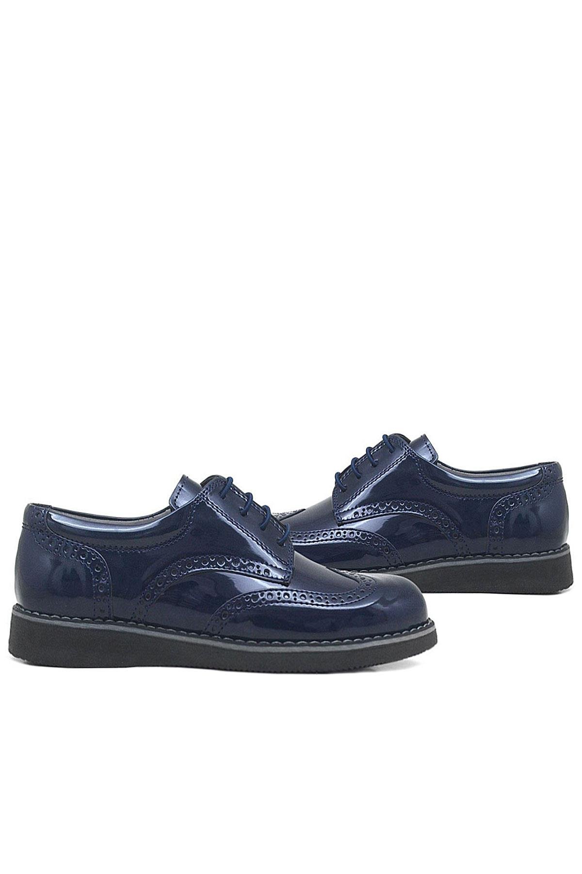 Lacivert Rugan Bağcıklı Günlük Erkek Genç Okul Ayakkabı - Görsel 8