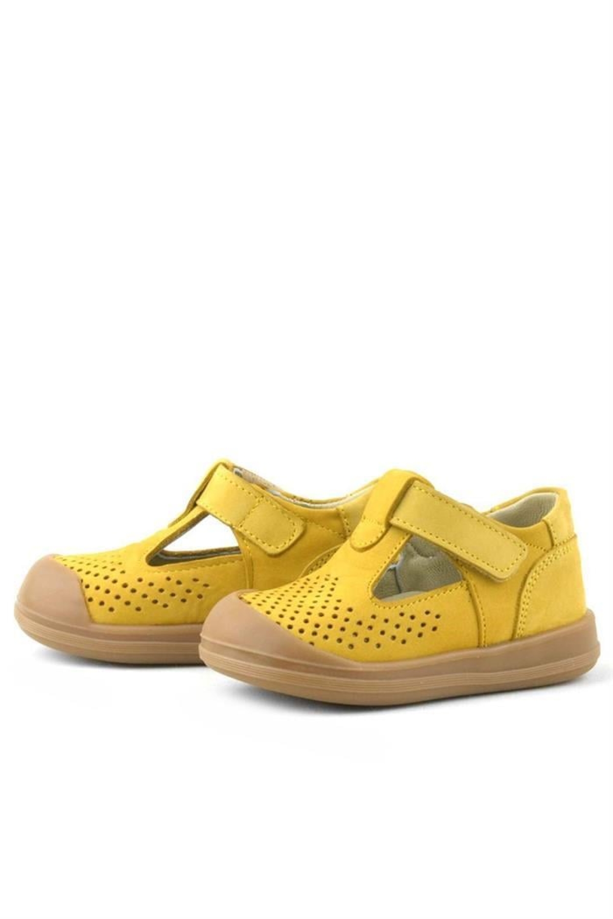 Shaun Hakiki Deri Sarı Cırtlı Anatomik Bebek Sandalet - Görsel 7