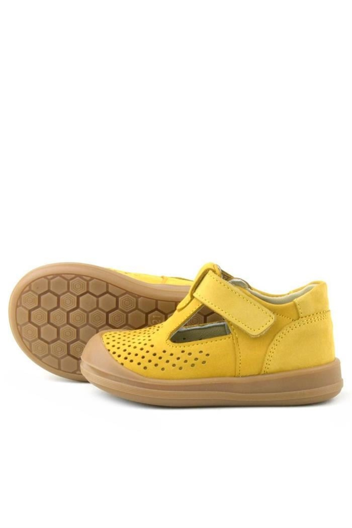 Shaun Hakiki Deri Sarı Cırtlı Anatomik Bebek Sandalet - Görsel 8