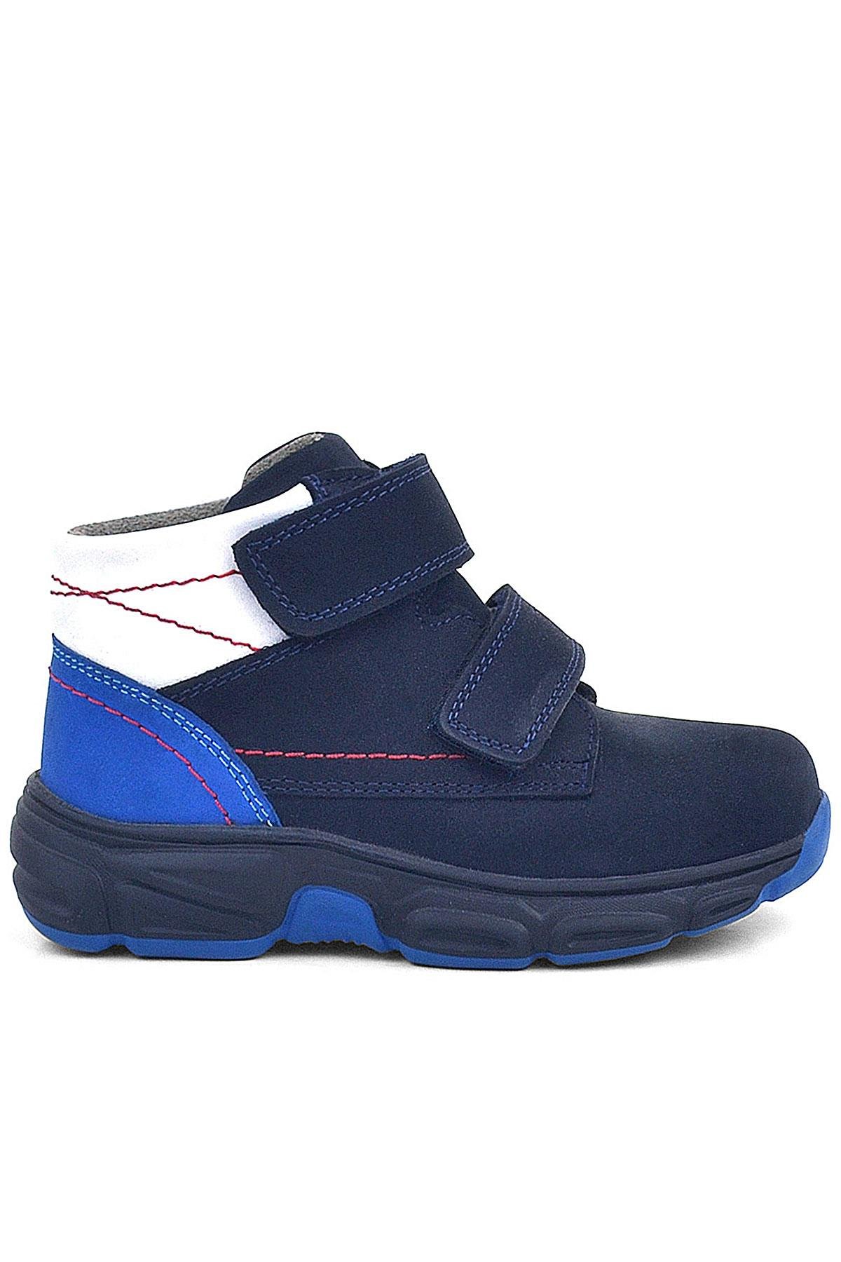 Hakiki Deri Lacivert Cırtlı Kürklü Çocuk Spor Bot - Görsel 4