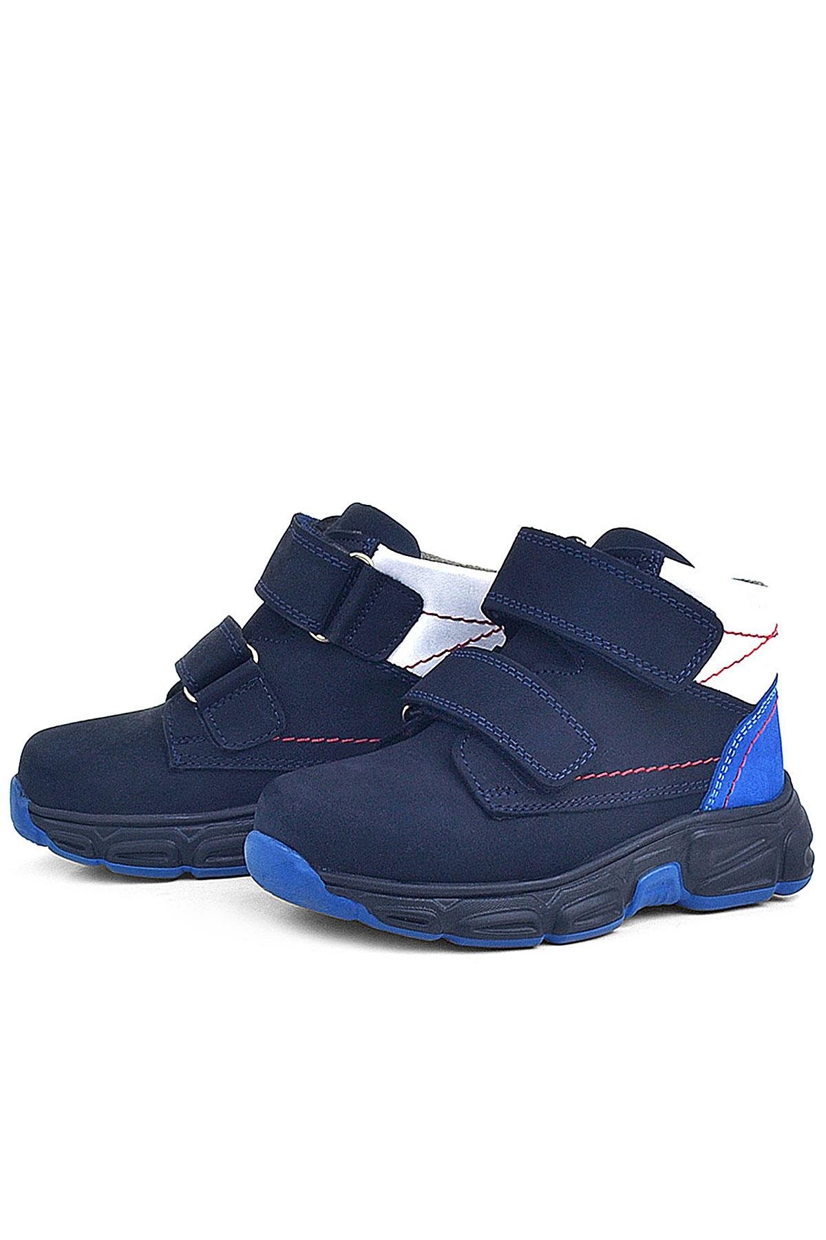 Hakiki Deri Lacivert Cırtlı Kürklü Çocuk Spor Bot - Görsel 6