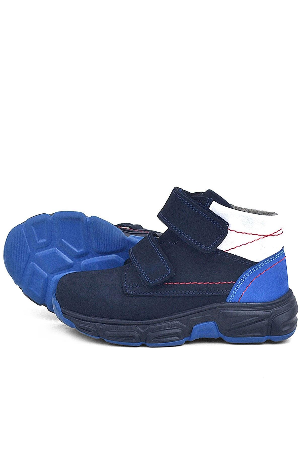 Hakiki Deri Lacivert Cırtlı Kürklü Çocuk Spor Bot - Görsel 7