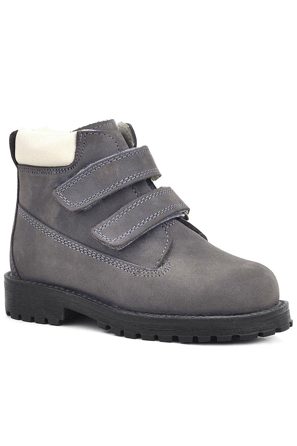 Neson Hakiki Deri Gri Cırtlı Kürklü Çocuk Bot - Görsel 2