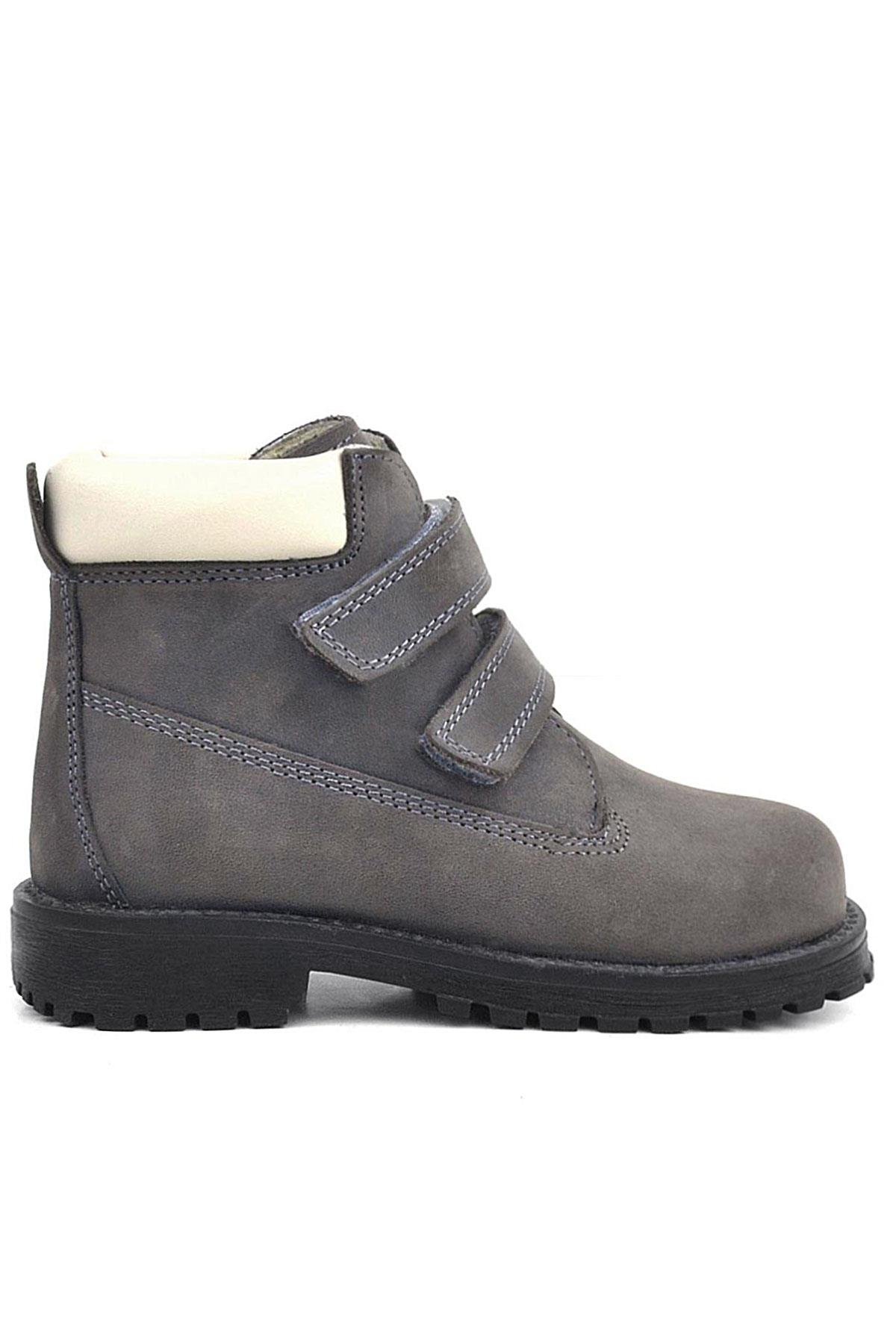 Neson Hakiki Deri Gri Cırtlı Kürklü Çocuk Bot - Görsel 3