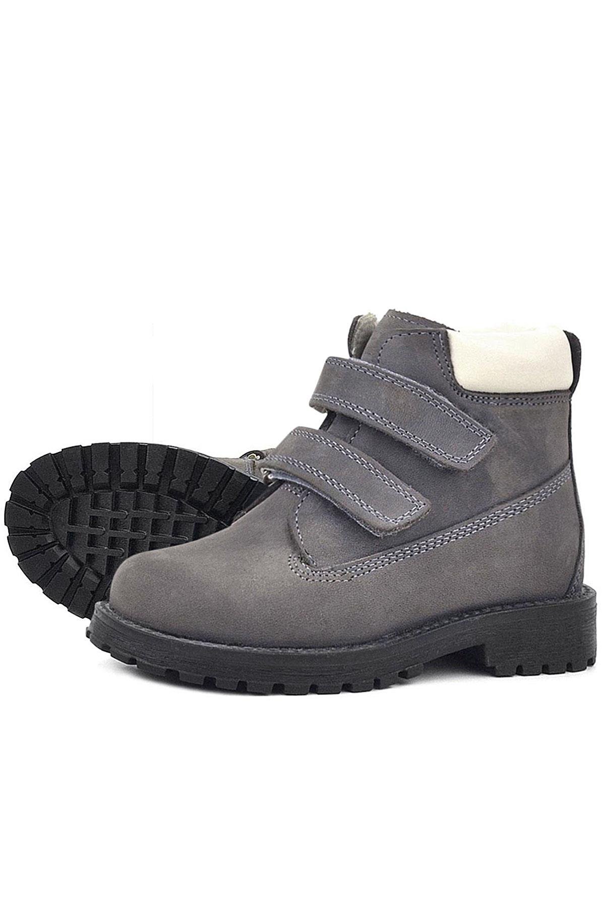 Neson Hakiki Deri Gri Cırtlı Kürklü Çocuk Bot - Görsel 6