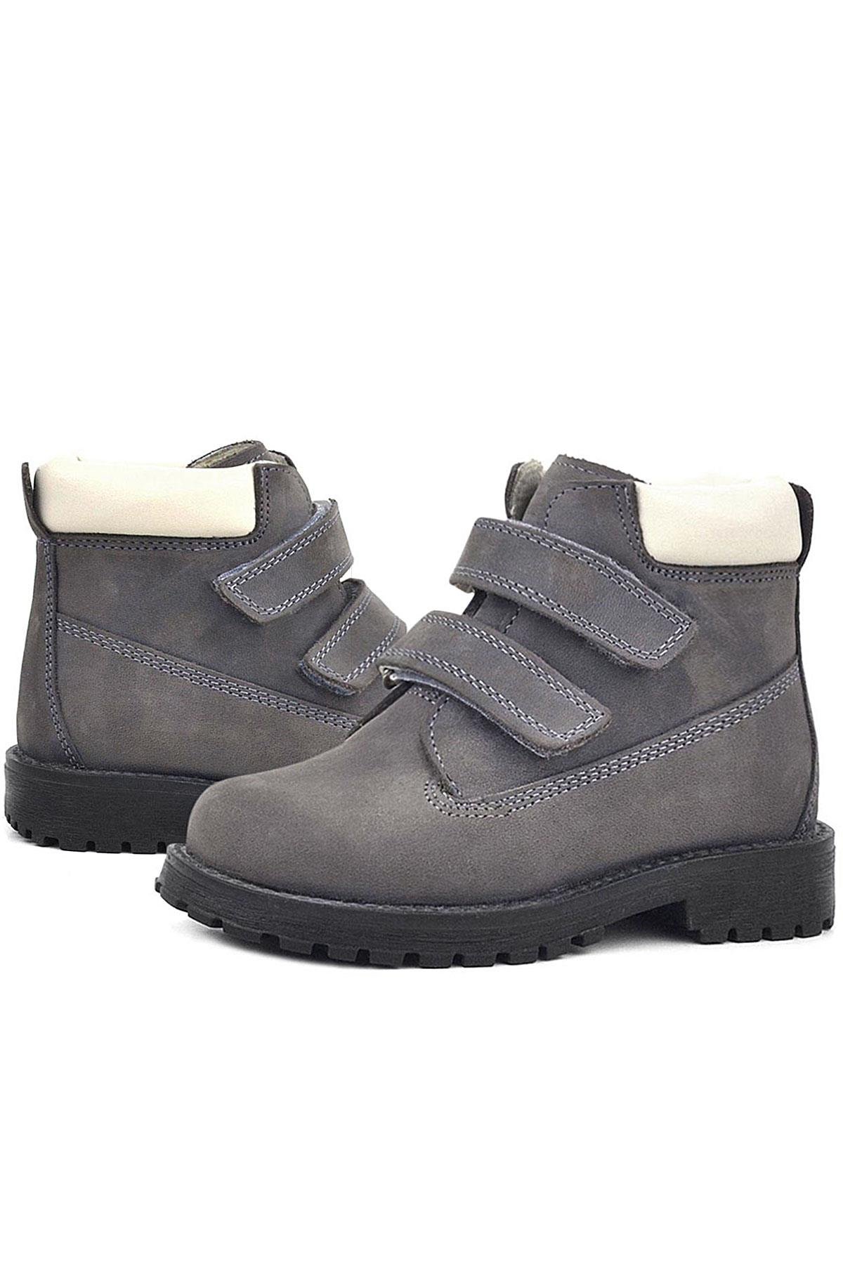 Neson Hakiki Deri Gri Cırtlı Kürklü Çocuk Bot - Görsel 7