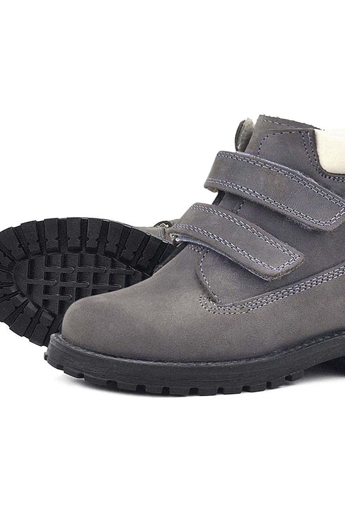 Neson Hakiki Deri Gri Cırtlı Kürklü Çocuk Bot - Görsel 8