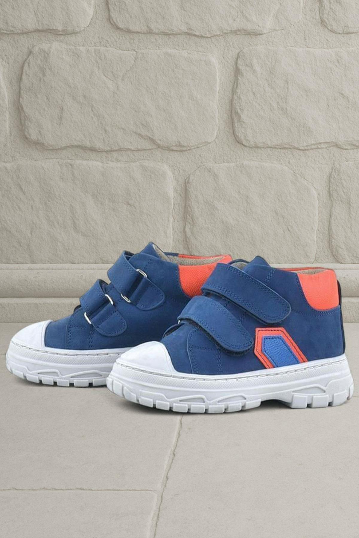 Tails Hakiki Deri Lacivert Cırtlı Çocuk Spor Bot - Görsel 3