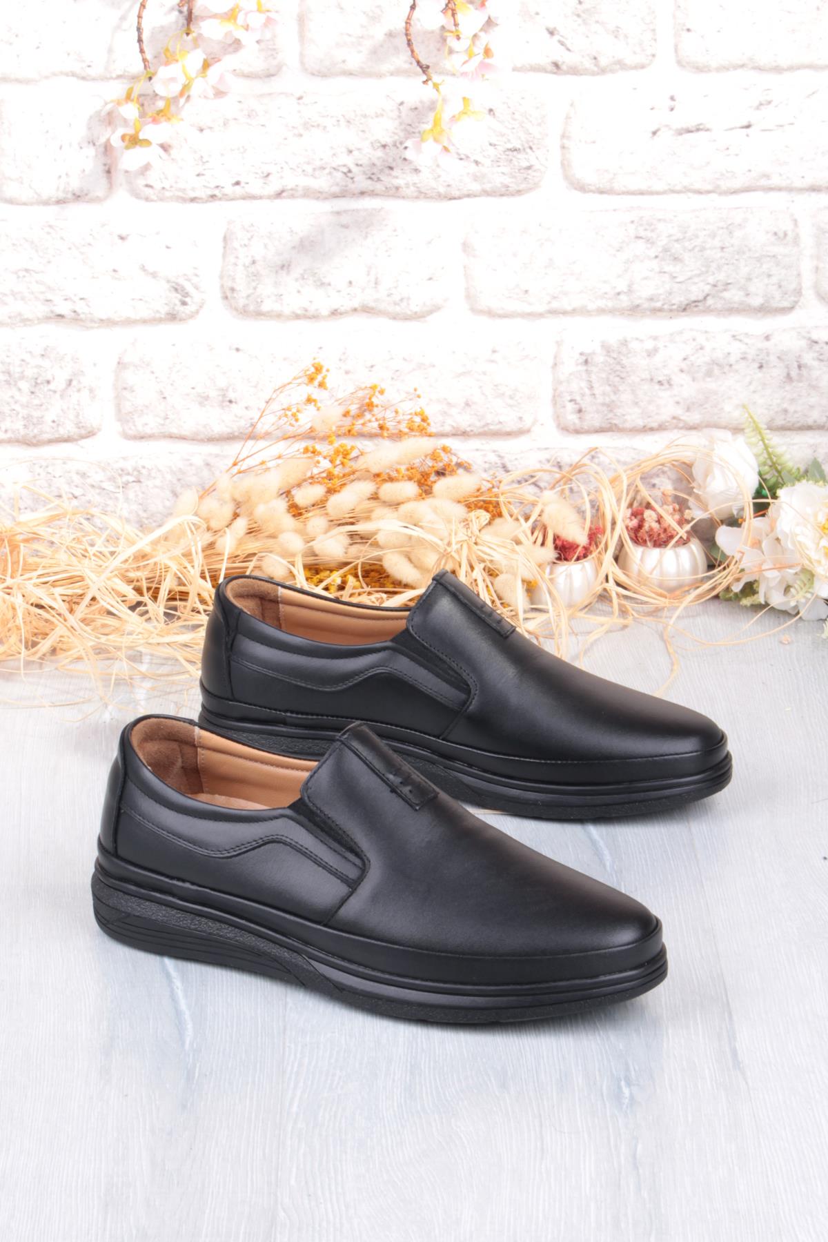 42740 Siyah Yumuşak Esnek Hakiki Deri Erkek Ayakkabı - Görsel 2