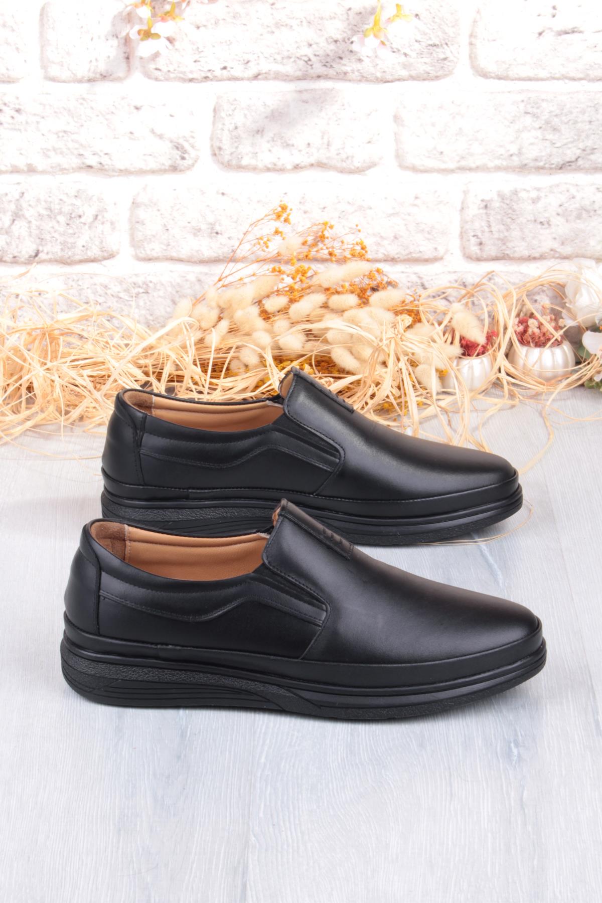 42740 Siyah Yumuşak Esnek Hakiki Deri Erkek Ayakkabı - Görsel 3