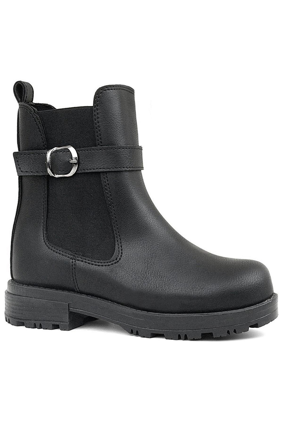 Siyah Mat Lastikli Kız Çocuk Bot - Görsel 2