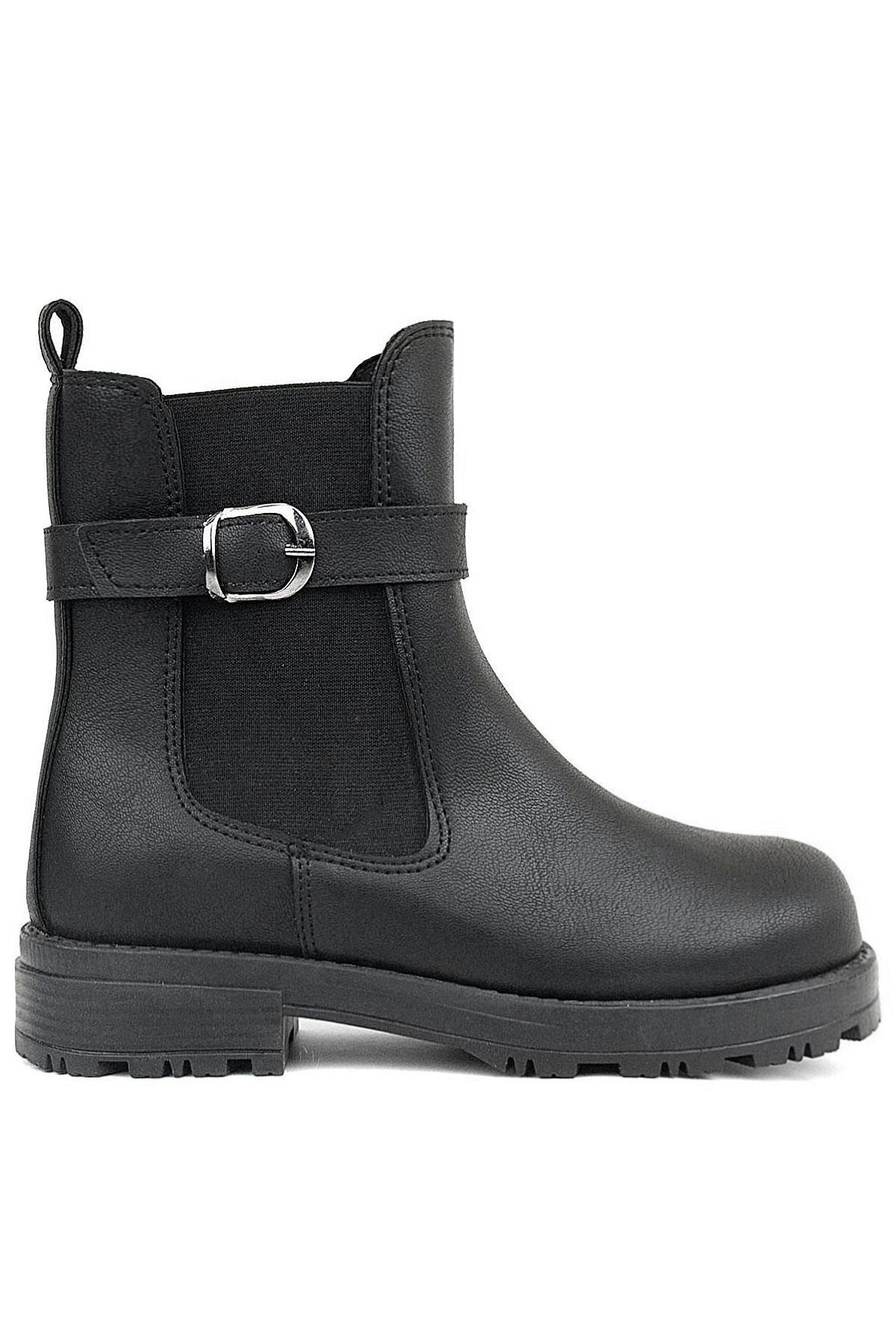 Siyah Mat Lastikli Kız Çocuk Bot - Görsel 4