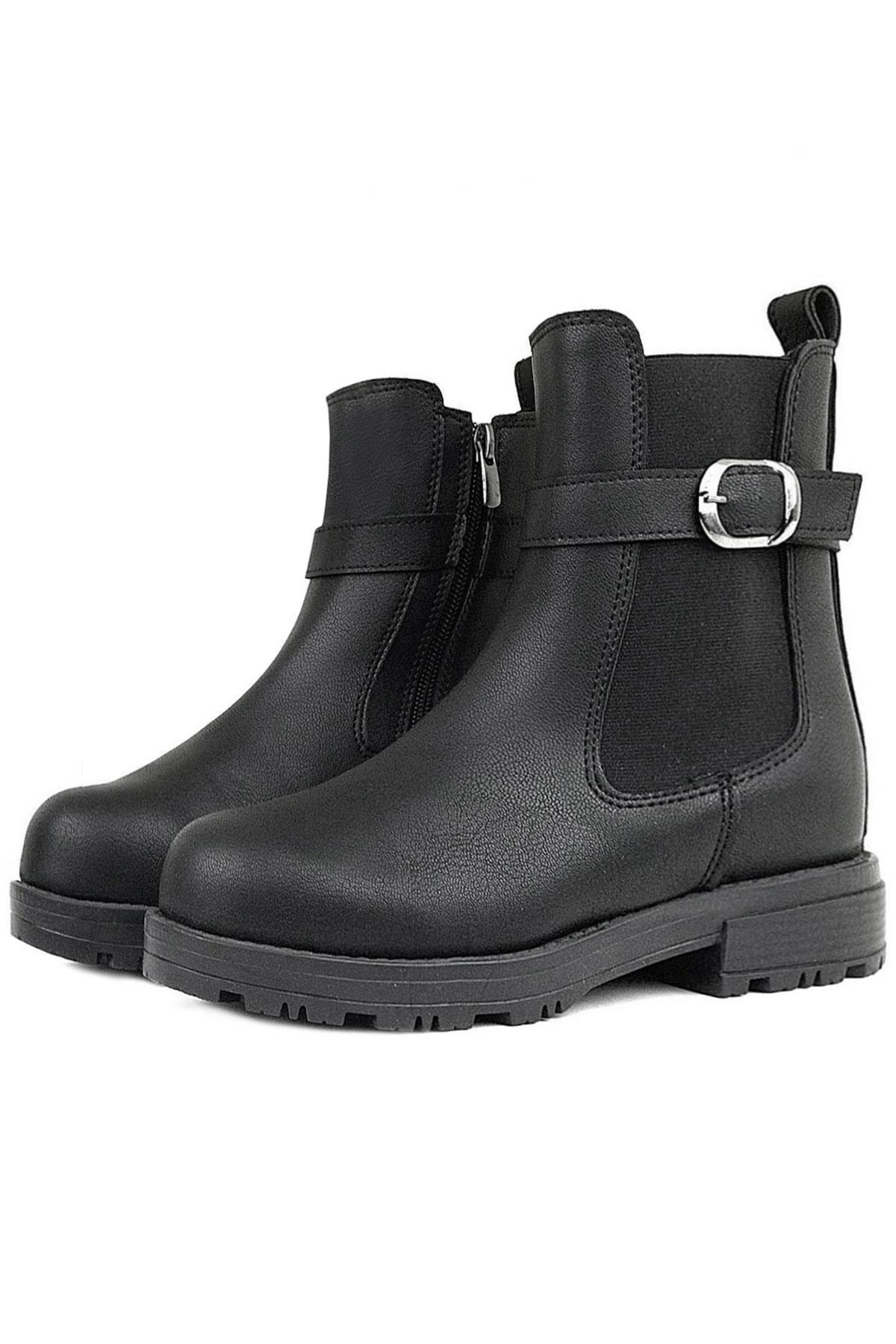 Siyah Mat Lastikli Kız Çocuk Bot - Görsel 7