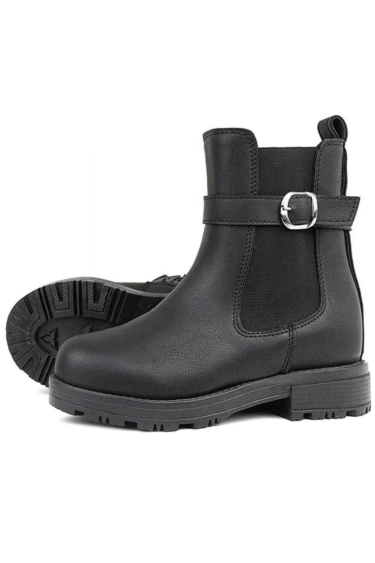 Siyah Mat Lastikli Kız Çocuk Bot - Görsel 8