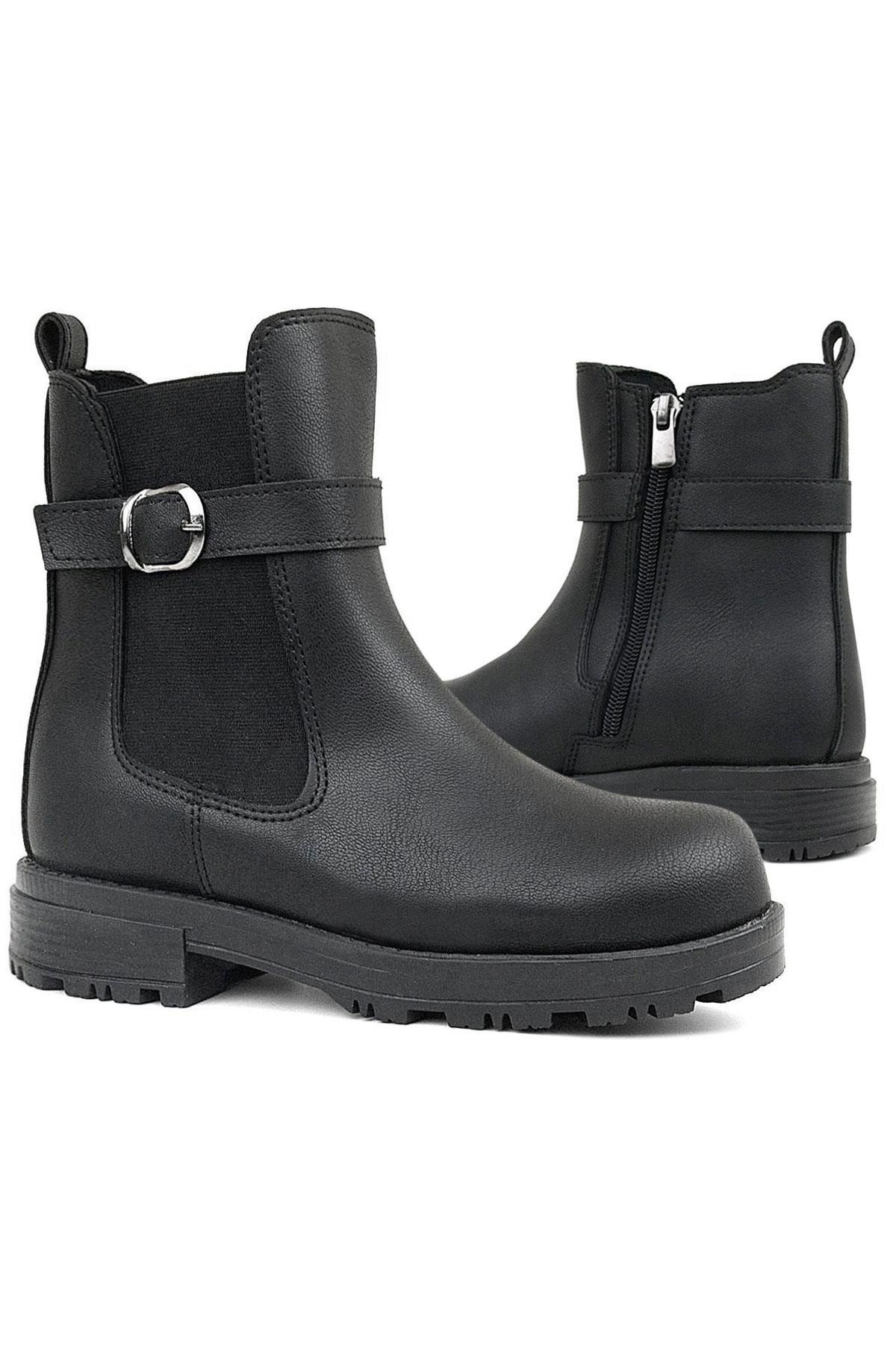 Siyah Mat Lastikli Kız Çocuk Bot - Görsel 9